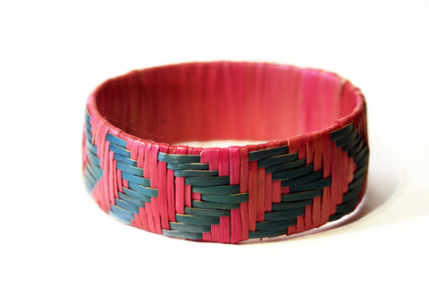 Imfumzo Bangle - Pink & Teal Chevron