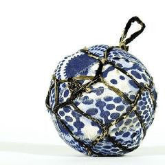 Indigo Blue Textile & Banana Ball Ornament