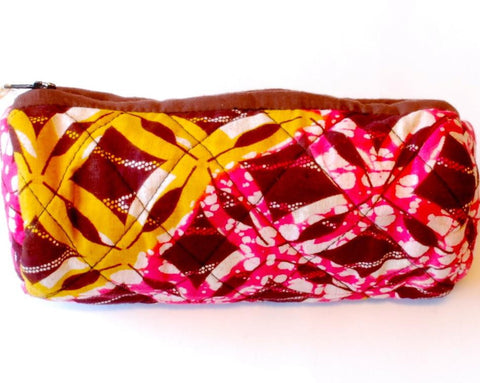 Quilted Pencil Case - Pink & Yellow