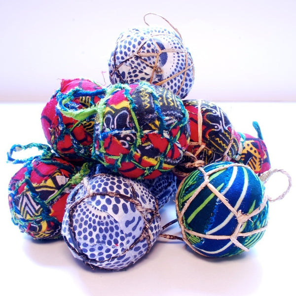 Indigo Blue Textile Ball Ornament