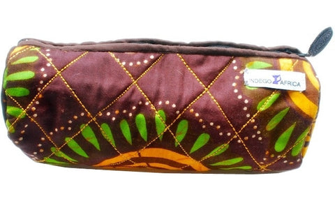 Quilted Pencil Case - Brown & Yellow